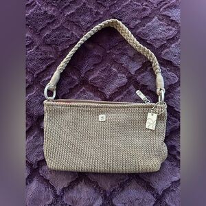 Chic Tan Knitted Lina small Shoulder Bag purse. EUC. Very clean!